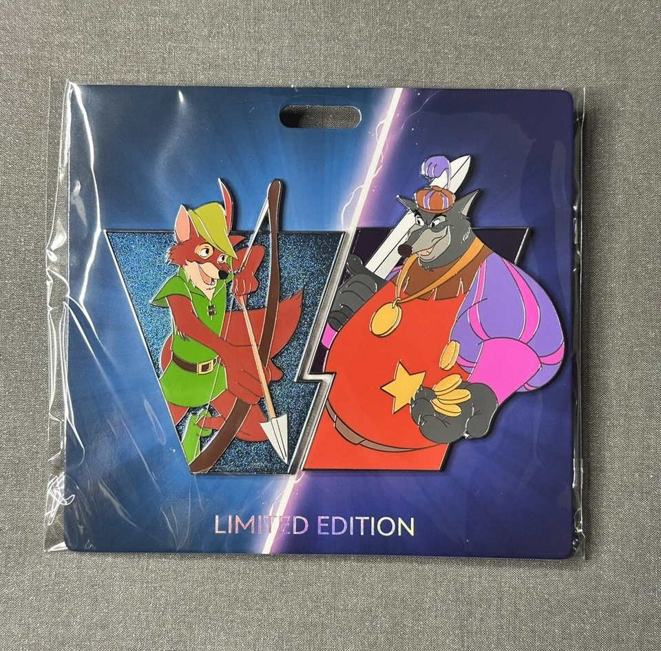 Prendedor Disney D23 2024 WDI MOG Héroes vs Villanos Robin Hood Sheriff Nottingham Foto 1 de 1