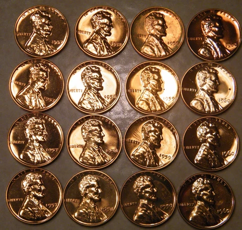 1957 1958 1959 1960 Proof Lincoln Wheat & Mem Pennies Choice 4 Coin Set Read on Cover