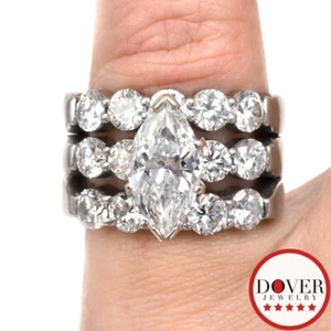 Estate 4.50ct Diamond Platinum 14K Gold Engagement Wedding Band Ring 18.4 gr NR - Picture 1 of 5