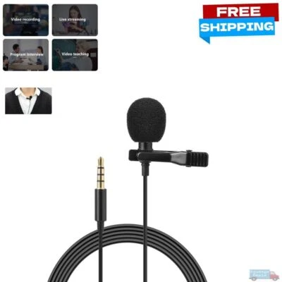 RACRDO 3.5mm Clip-on Mini Mic Microphone Lavalier Lapel For Mobile Phone PC Recording