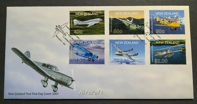 2001 New Zealand Aircraft Aeroplane 6v Stamps FDC - Image 1 of 2