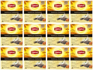 12 LIPTON VANILLA CARAMEL Flavor Black Tea 20 Silk Pyramid Bags Boxes 34g 1.2oz - Picture 1 of 7