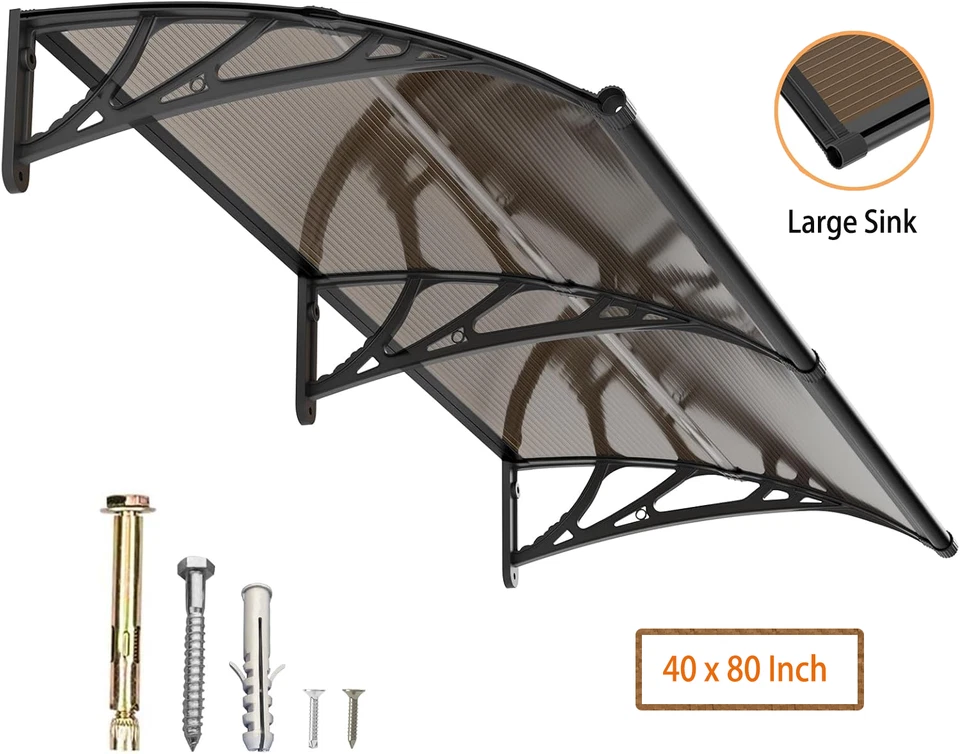 GUANSU-CN 40"x 80" Window Awning Door Canopy Roof Cover Patio Yard Garden Outdoor UV Proof