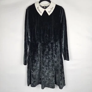 DISNEYLoungefly Stitch Shoppe Womens Dress Small VILLAINS VELVET EMBOSSED PRINT - Picture 1 of 10