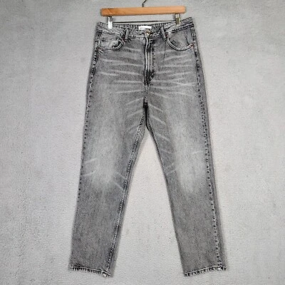 Pantalones de mezclilla para mujer Zara 10 gris lavado medio tiro alto pierna recta retro  Foto 1 de 4