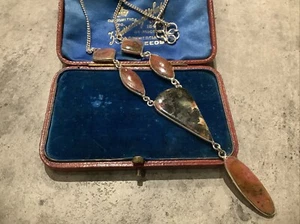925 SILVER RHODONITE PENDANT NECKLACE - Picture 1 of 5