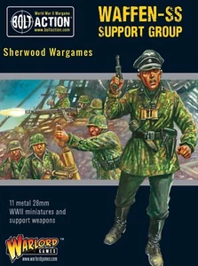 28 mm Juegos de señores de la guerra Waffen alemán SS grupo de apoyo perno acción Segunda Guerra Mundial nuevo en caja - Imagen 1 de 2