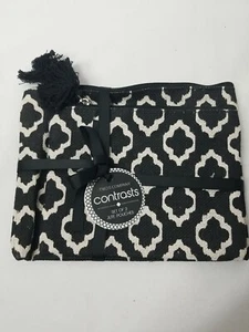 Two's Company ~ Contrast ~ Black and Tan~ Set Of 2 Jute Pouches Make-up pouches. - Picture 1 of 3