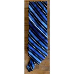 Corbata de seda a rayas negras y azules marca George - Imagen 1 de 1