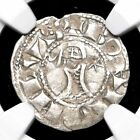 CRUSADERS Antioch. Bohemond III 1163 1188 AD. Silver Denier NGC XF40