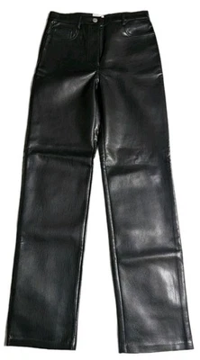 Wilfred Aritzia Vegan Leather Pants Black Straight Leg Size 4 26x31 Excellent - Image 1 of 4