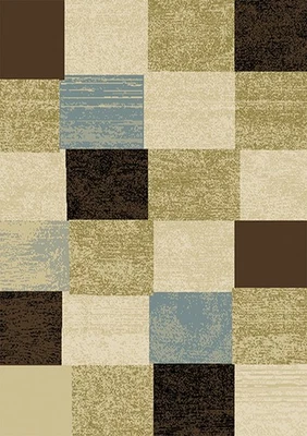 Modern Geometric Squares 2x3 Area Rug Contemporary Carpet - Approx 1'8" x 2'9" - Image 1 of 3