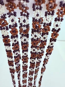 Hecho a mano con cuentas de vidrio negro blanco bronce tejido floral pulsera servilletero lazos - Imagen 1 de 12
