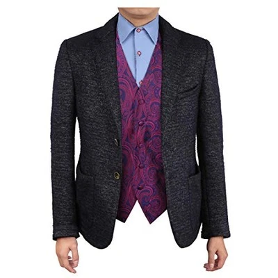  EGC1B01-03 Multi Mens Paisley Waistcoat Woven X-Large Purple-egc1b01d - Image 1 of 4