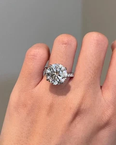 6.50Ct Round Cut IGI Certified Lab Grown Diamond Wedding Ring 14K White Gold - Picture 1 of 9