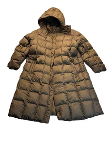 EDDIE BAUER Daunen Parka Jacke Damen mittelbraun bronze Reißverschluss lang Mantel Puffer - Bild 1 von 7