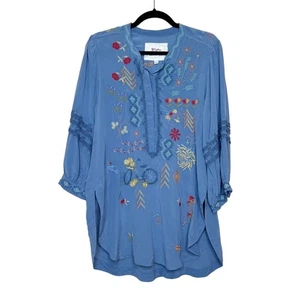 Tunica Johnny Was Biya Cardin in seta ricamata troppo blu S - Foto 1 di 14