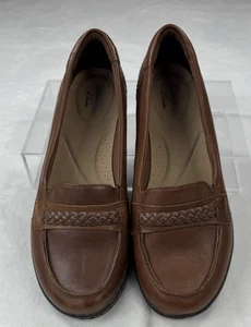 Clarks Collection Cora Viola braune Damen-Lederhalbschuhe geflochtener Akzent 7,5 M - Bild 1 von 12