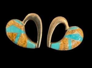 DTR Jay King Ohrringe Herzform Silber Türkis und Bild Jaspis - Bild 1 von 4