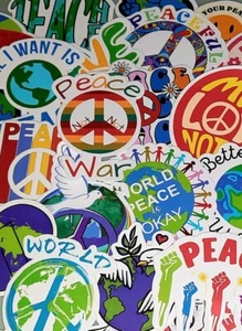 50 Weltfrieden Aufkleber Antikrieg Peace Frieden Hippie Sticker Stickerbomb  (B5 - Bild 1 von 5
