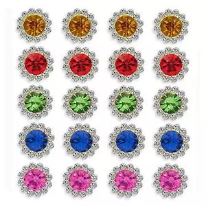 50 pcs Rhinestone Embellishments Crystal Button Silver Flatback DIY Craft for... - Picture 1 of 6