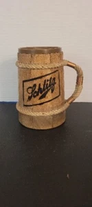 Vintage Schlitz Wooden Beer Mug Cup With Rope Handle 6.5”H - Picture 1 of 4