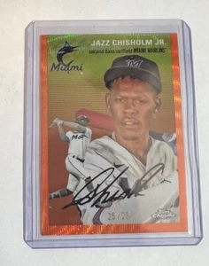 2023 JAZZ CHISHOLM Topps Chrome Platinum Orange Wave /25 #282 Marlins SP - Picture 1 of 2