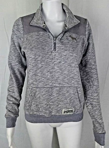 Victorias Secret PINK Size XS Pullover Sweater Gray Zippered Logo Size XS - Picture 1 of 9