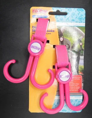 Крючки для коляски Nuby On The Go Deluxe розовые упаковка 2 шт. новые - Изображение 1 из 2