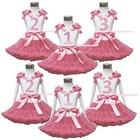 Birthday Dot 1ST 2ND 3RD White Top Shirt Dusty Pink Girl Pettiskirt Set 1-8Year