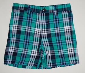 NWT Janie and Jack Toddler Boys Adjustable Waist Green Plaid Shorts sz 3T - Picture 1 of 9