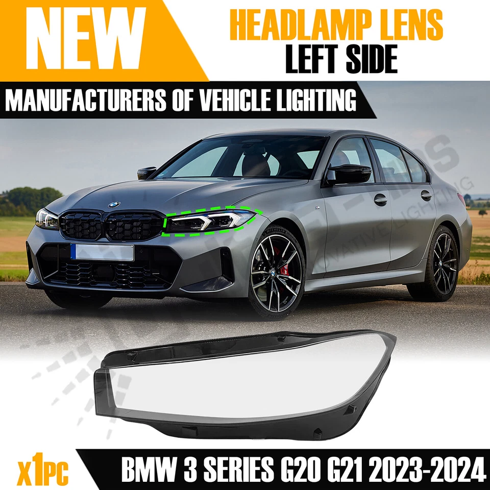 FOR BMW 3 SERIES G20 G21 G28 LCI LEFT SIDE HEADLAMP LENS COVER 2023-24 - Image 1 of 4