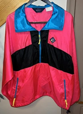 Chaqueta cortavientos vintage Woolrich Sigmet Gear rosa neón bloques de color talla L Foto 1 de 4