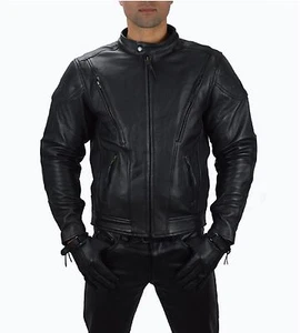 1091 Gr.L Leder Motorradjacke Qualitäts Lederjacke Rocker Biker Leather Jacket - Picture 1 of 7