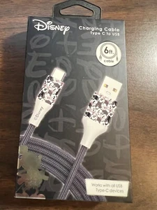 Sale Disney Mickey Mouse charging Cable Type C To USB 6 Ft Cable New in box! - Picture 1 of 2