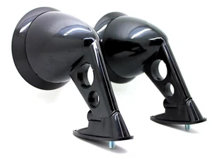 New Black Front Fender Mount Side View Mirror Set JDM Racing-Style Universal Fit - Picture 1 of 12