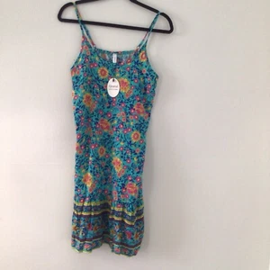 Boho Floral Slip Casual Vneck Summer adj. Strap Mini Ruffle Beach Sexy Dress - Picture 1 of 10