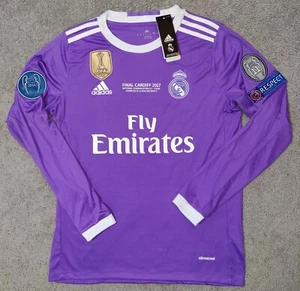 Real Madrid 2016/17 Away Ronaldo 7 UCL Final Purple Soccer Futbol Jersey LS L - Picture 1 of 14