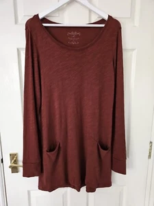 Peruvian Connection Jersey Tunic Size Medium Pockets Long Sleeves Stretch - Picture 1 of 9