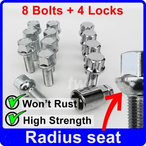 12 x ALLOY WHEEL BOLTS + LOCKS FOR SMART FORTWO COUPE CABRIO / BRABUS NUTS [Y2b] - Picture 1 of 5