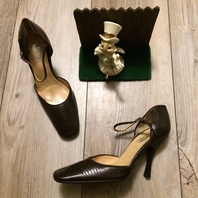 Gianni Versace Strap Brown Round Toe Leather Heels Minimal Wear 6.5 /36.5 NICE - Image 1 of 4