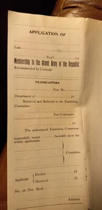 Early 1900s GAR Membership blank Application from Skelly Post No.9 Gettysburg,Pa - Picture 1 of 7