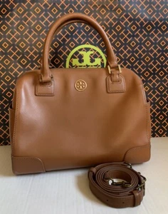 Tory Burch Robinson Cognac Satchel with Crossbody Strap - Picture 1 of 10