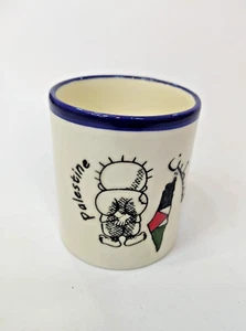 Taza de cerámica hecha a mano diseño Handala colorida pintada a mano de Tierra Santa 2 piezas - Imagen 1 de 6