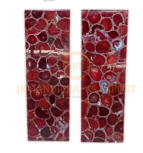 Set Of 2 Elegant Red Marble Table Top Wall Penal Ceiling Penal Bedroom Decor    - Picture 1 of 2