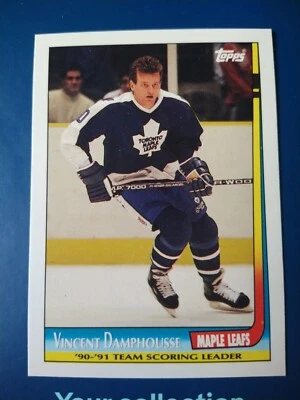 1991 Topps Hockey Team Scoring Leader Vincent Damphousse #9 Toronto Maple Leafs - Image 1 of 2