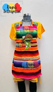 RICAMATO, VERDE CILLE, LOTTERIA, MANDILLO MESSICANO, SARAPE, GREMBIULE, GREMBIULE - Foto 1 di 5