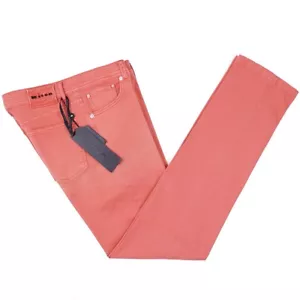 Kiton Slim-Fit Garment Washed Salmon Pink 5-Pocket Cotton Pants Jeans 35 NWT - Picture 1 of 10
