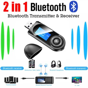 2IN1 Bluetooth Wireless Audio Adapter for Car Stereo Home Speaker DVD TV PC Aux - Picture 1 of 9