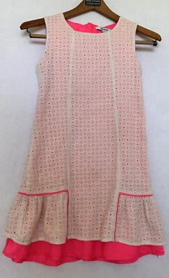 Vestido de verano DKNY con ojales sin mangas para niñas grandes ojales rosa blanco Cottagecore Foto 1 de 3